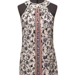 NWT Three Pink Hearts Halter Floral White Blue Red Sleeveless Dress Women Size S